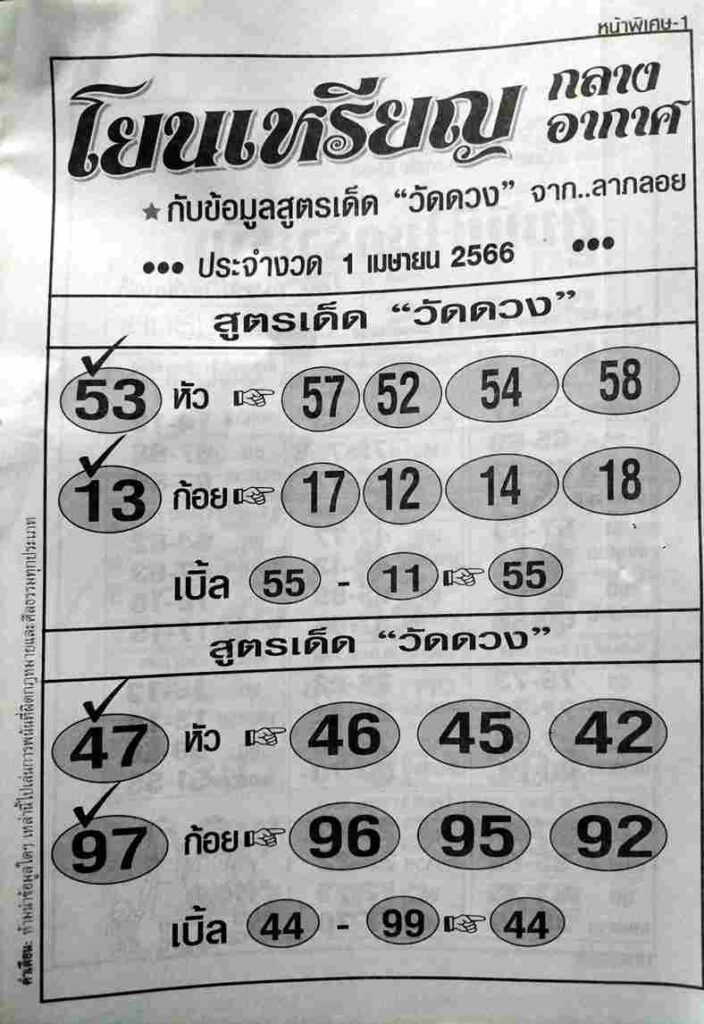 หวย 24 โยนเหรียญ 1/4/66