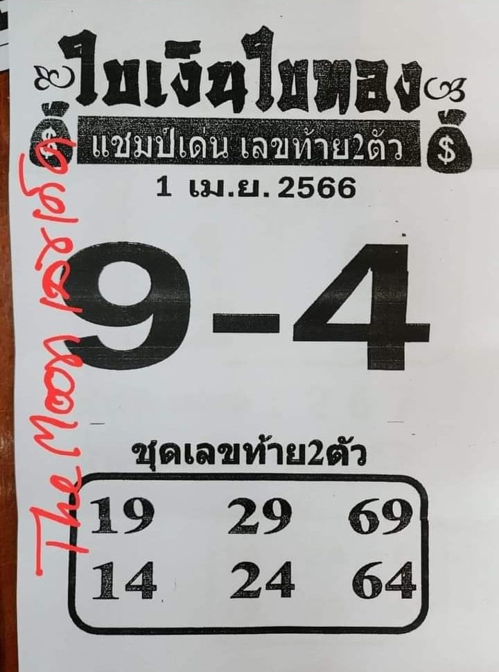 หวย 24 ใบเงินใบทอง 1/4/66