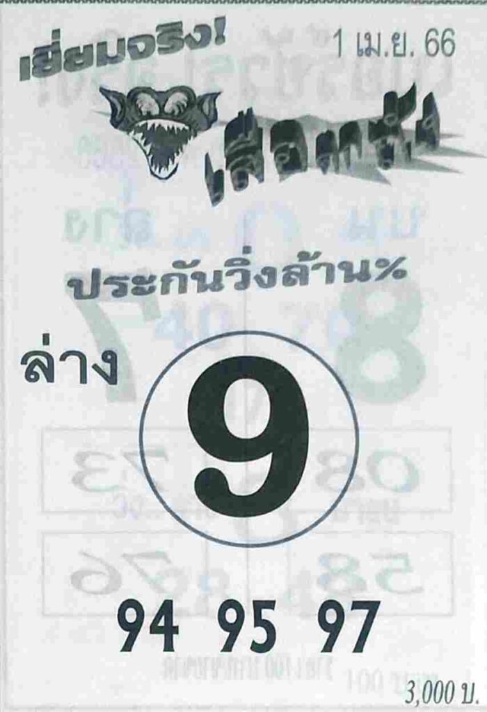 หวยออนไลน์ เสือตกถัง 1/4/66