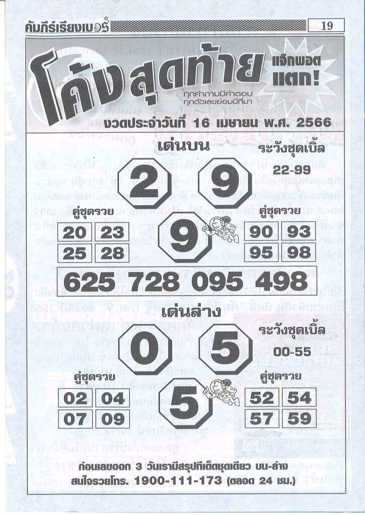 ตรวจหวย โค้งสุดท้าย 16/4/66