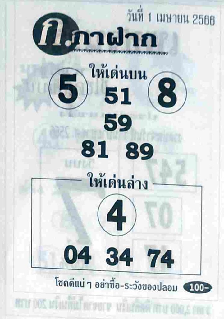 เลขหวยก.กาฝาก 1/6/66